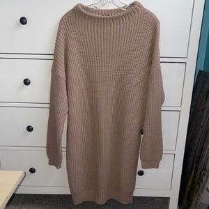 PrettyLittleThing Beige Knit Sweater Dress